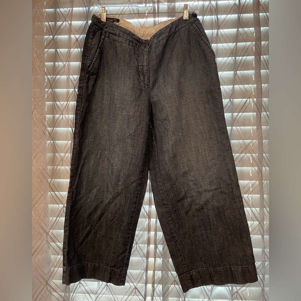 Lands End Linen Blend Gaucho Pants - denim look. Size 8